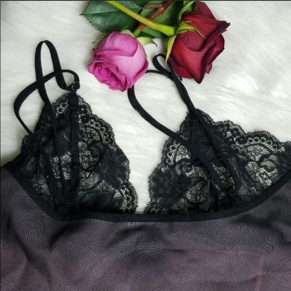 VINTAGE Fantasies chiffon Lace Slip pink black Sz S women’s sexy lingerie Y2K - Picture 7 of 15